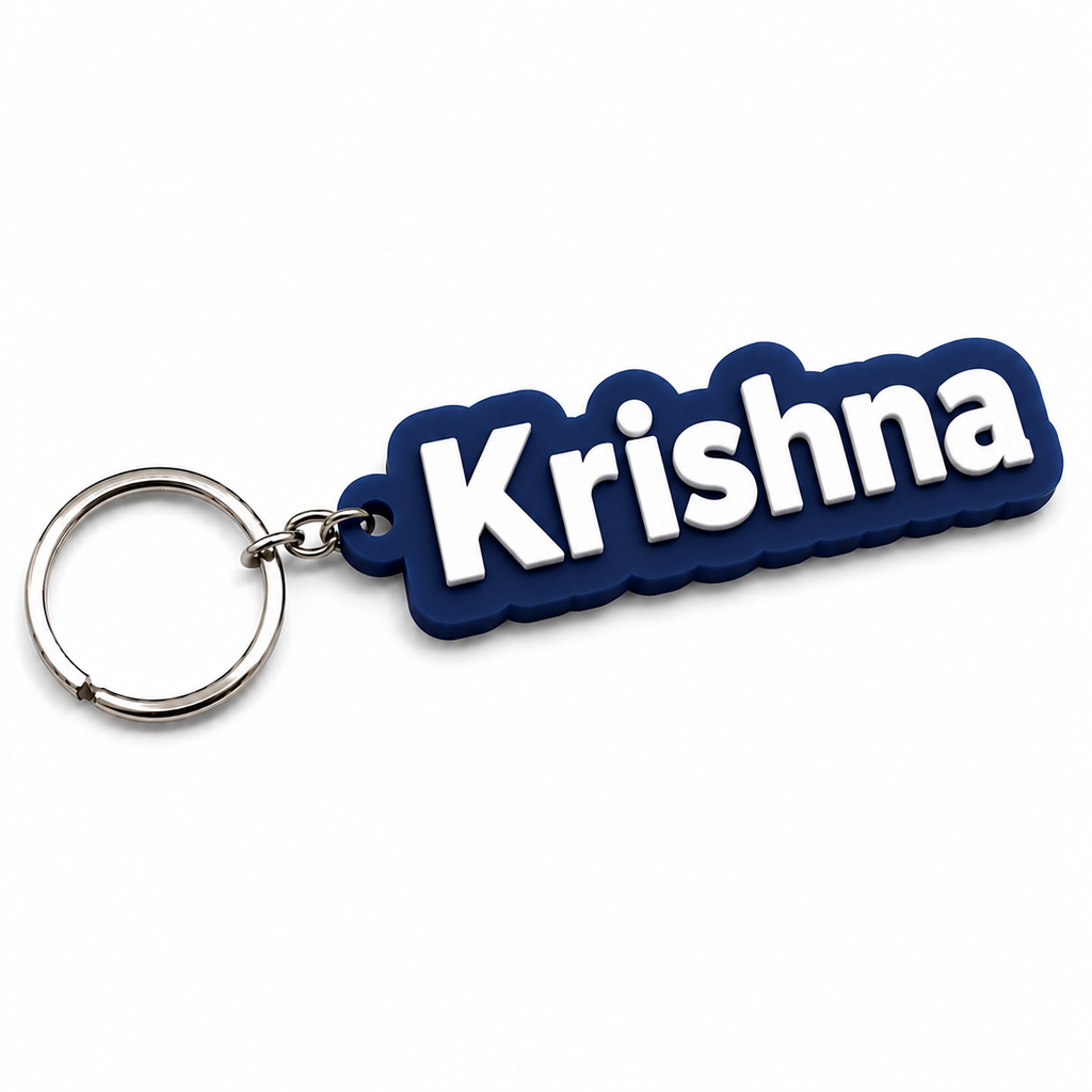 Custom 3D printed name keychain navy blue