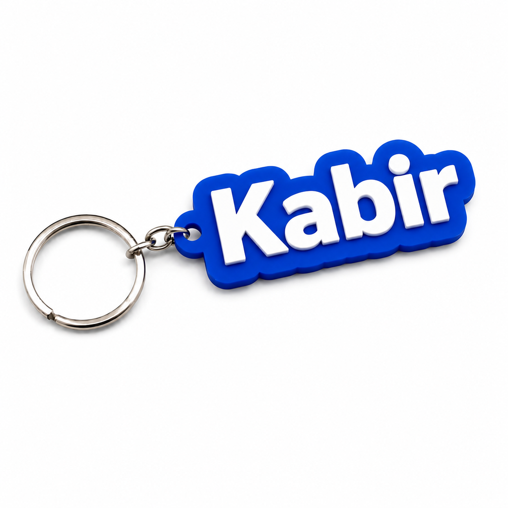 Custom 3D printed name keychain blue
