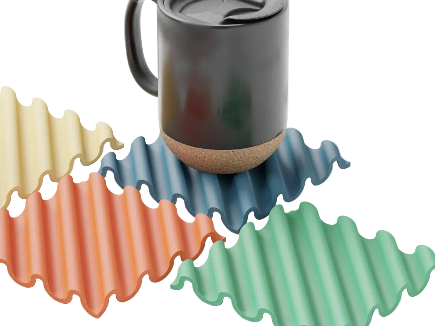 3D Printed Wavy Coasters Set of 4 – Front View – LAYER 3D
