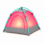 A small dome-style camping tent with a bright pink mesh body, gray fabric trim, and teal support poles, shown on a clean white background.