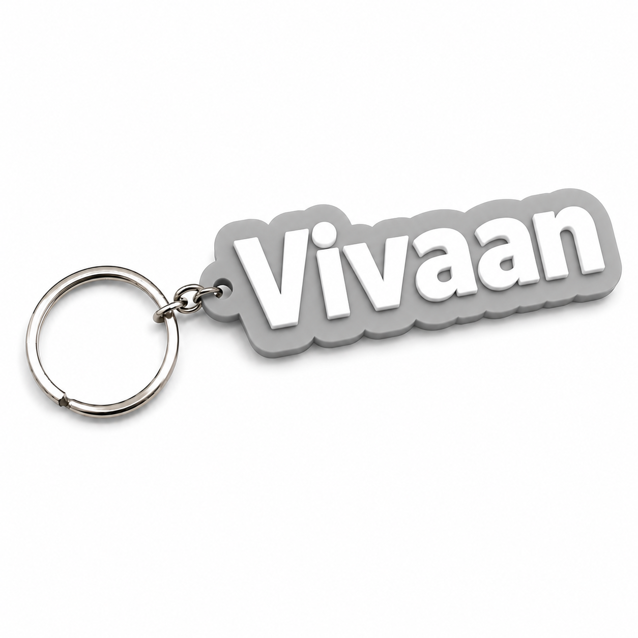 Custom 3D printed name keychain grey