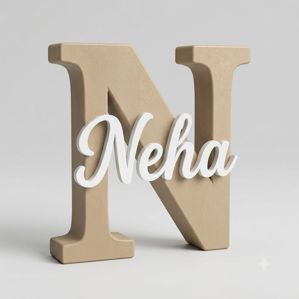 3D printed name letter beige