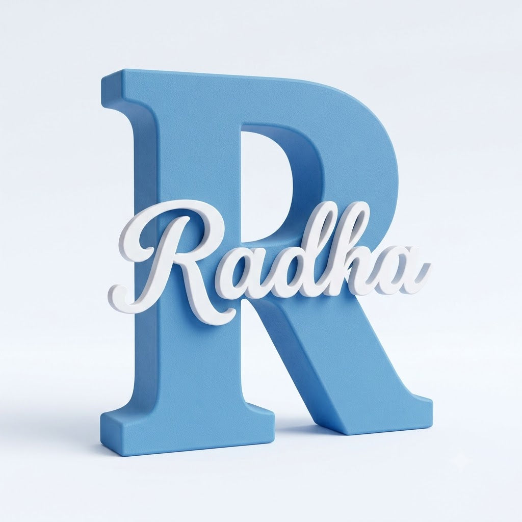 3D printed name letter sky blue 