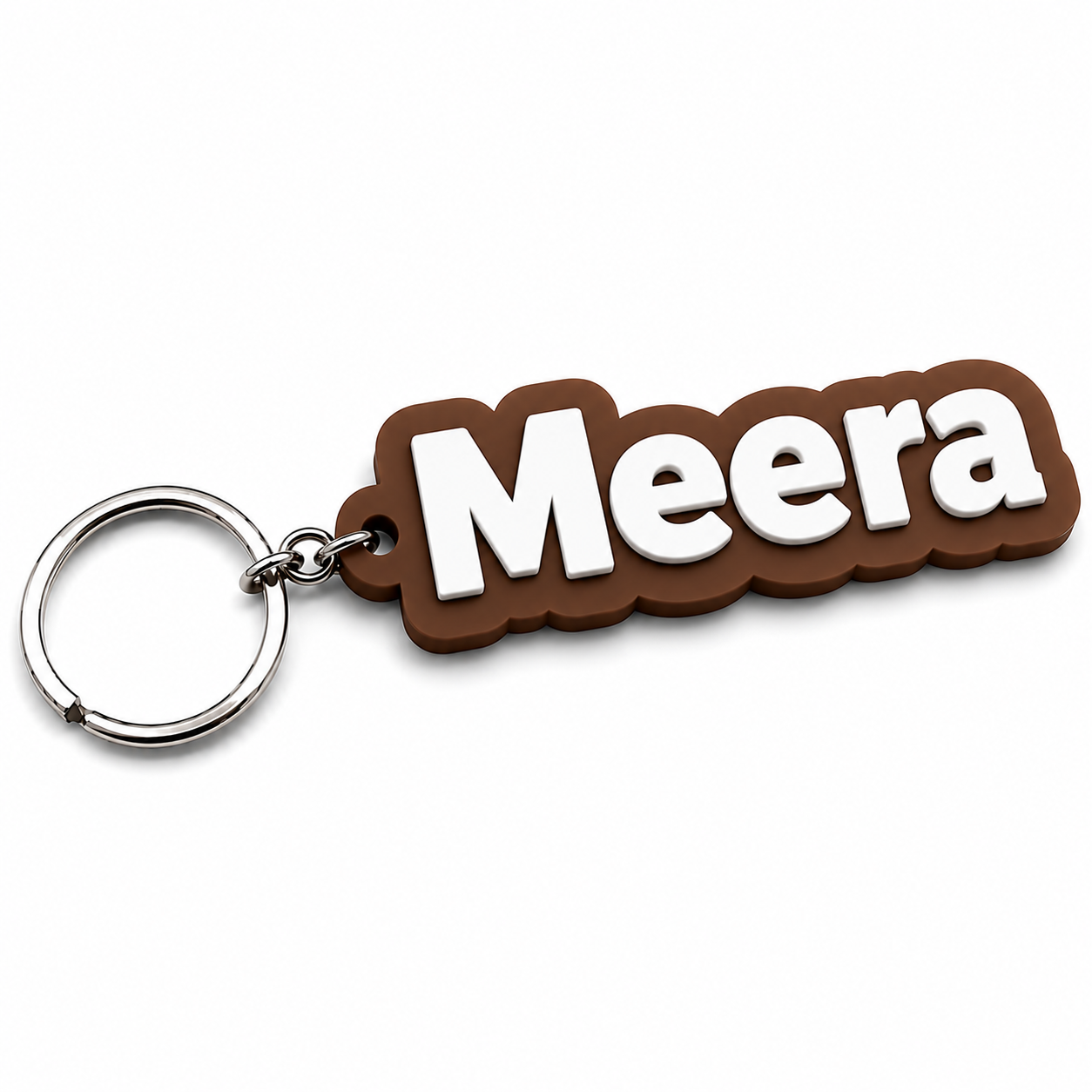 Custom 3D printed name keychain brown