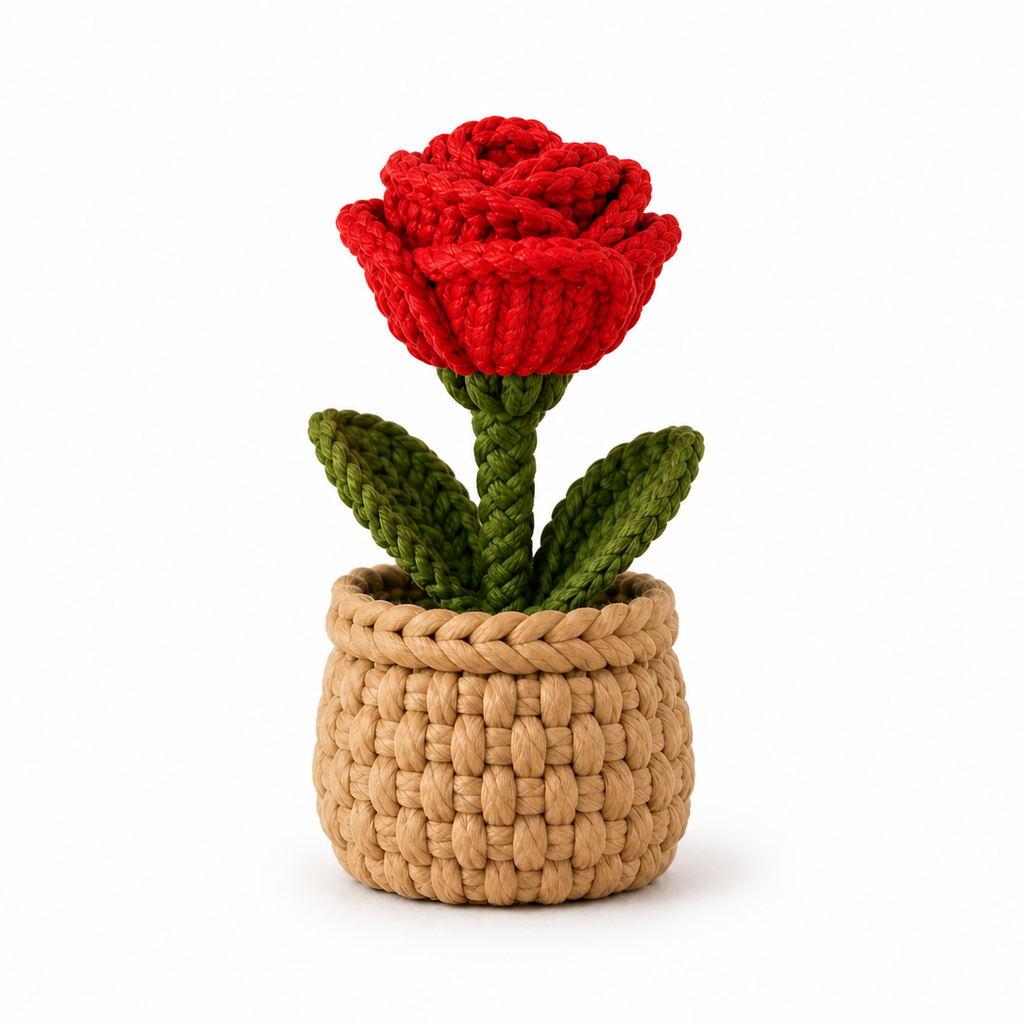 3D Printed Red Rose with pot  