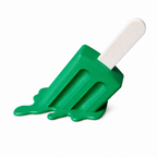 A green novelty toy or prop shaped like a melting popsicle with a white handle, shown on a plain white background.