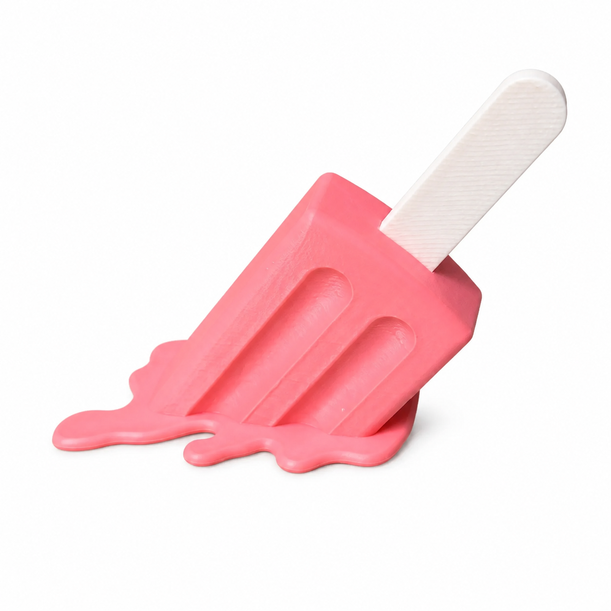 A novelty pink popsicle-shaped object with a white handle, shown on a plain white background.
