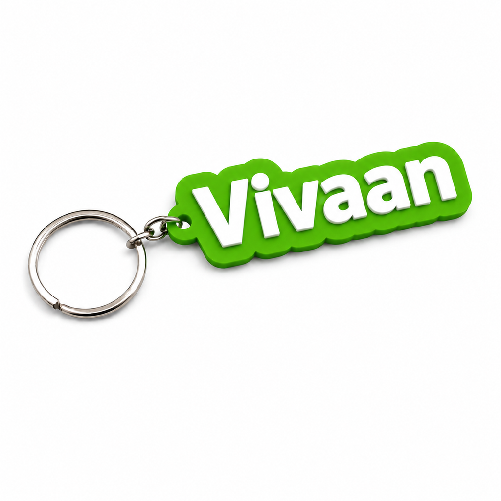Custom 3D printed name keychain green