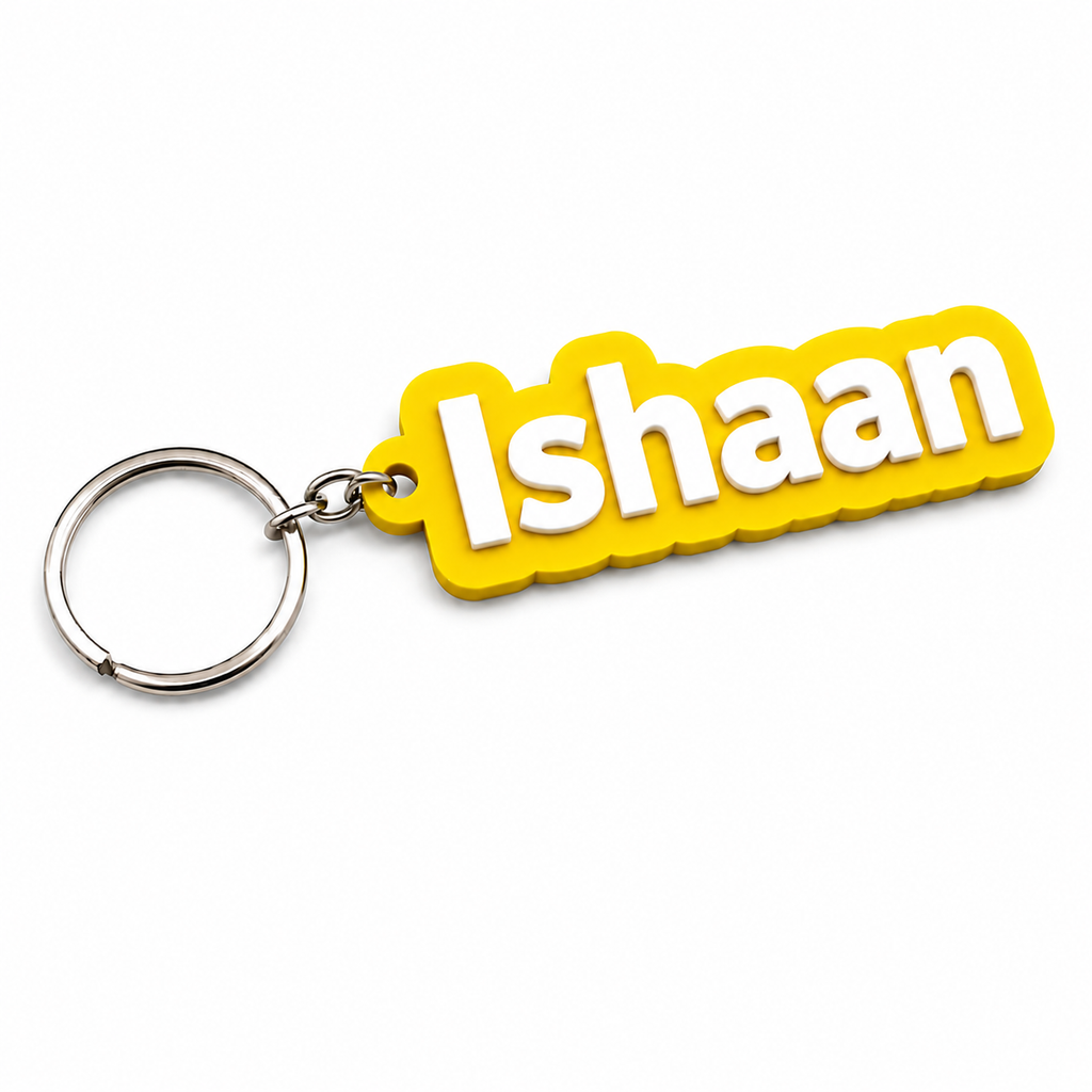 Custom 3D printed name keychain yellow