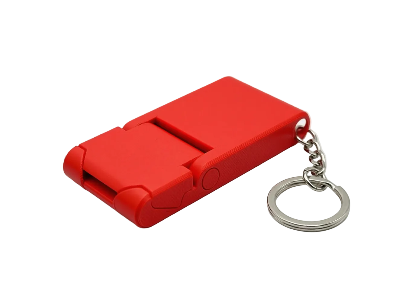 Foldable Pocket Phone Stand Keychain 3D Printed – Phone Placed on Stand – LAYER 3D
