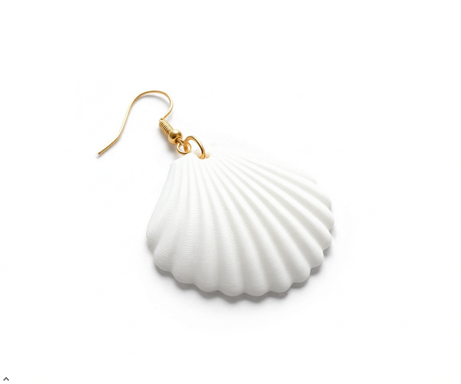 3D Printed Shell Earrings Coastal Fashion – Front View – LAYER 3D
