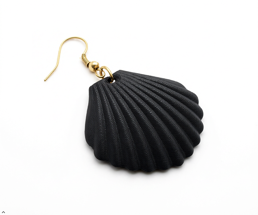 3D Printed Shell Earrings Coastal Fashion – Studio Product Photo – LAYER 3D
