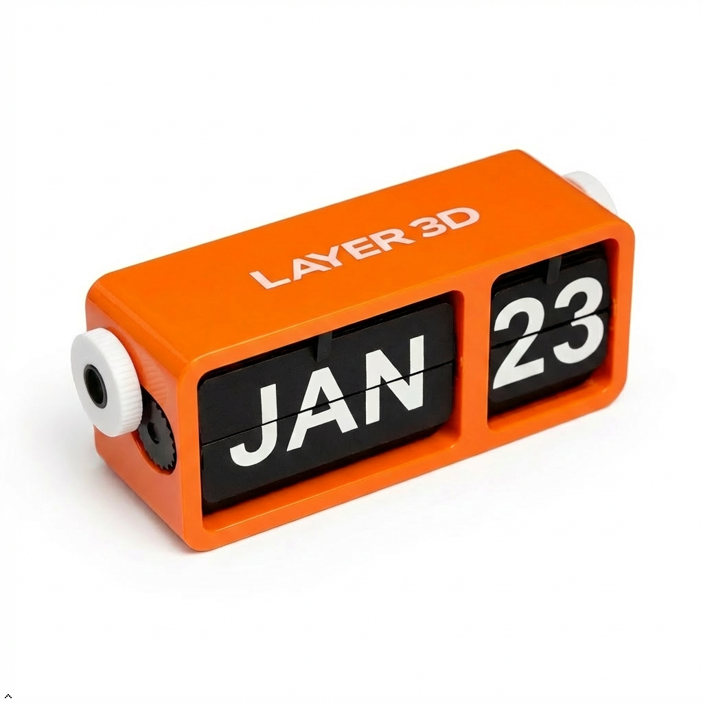 3D Printed Perpetual Flip Calendar – Rendered Product View – LAYER 3D