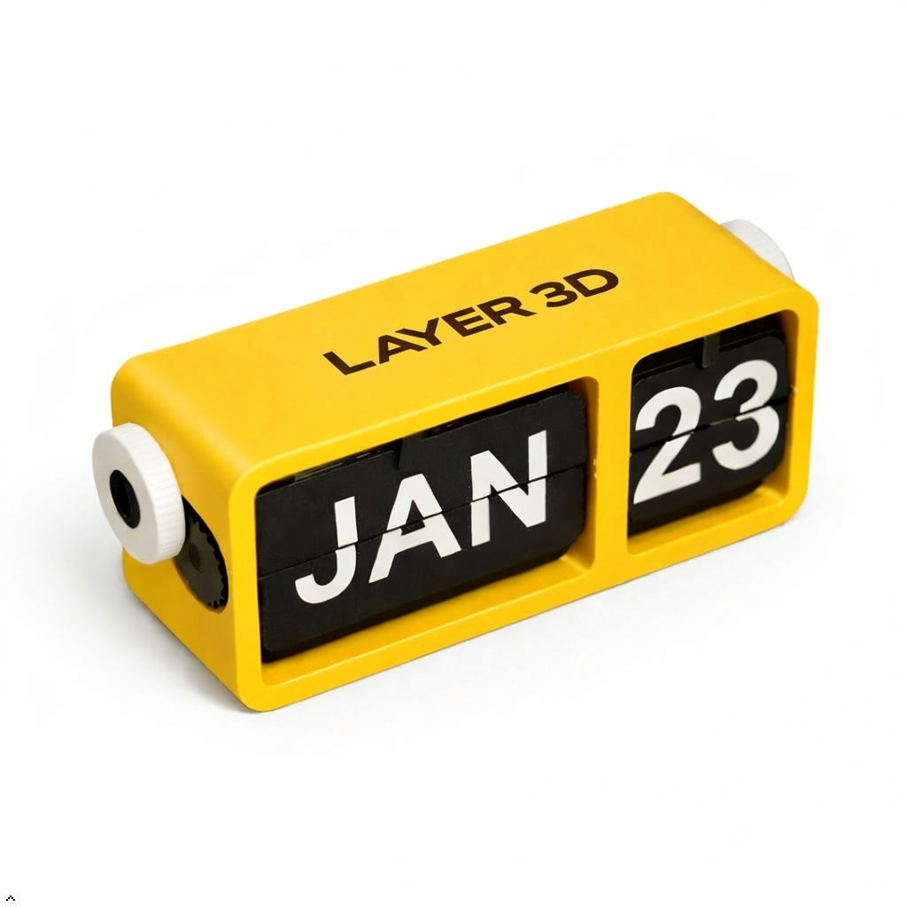 3D Printed Perpetual Flip Calendar – yellow – LAYER 3D