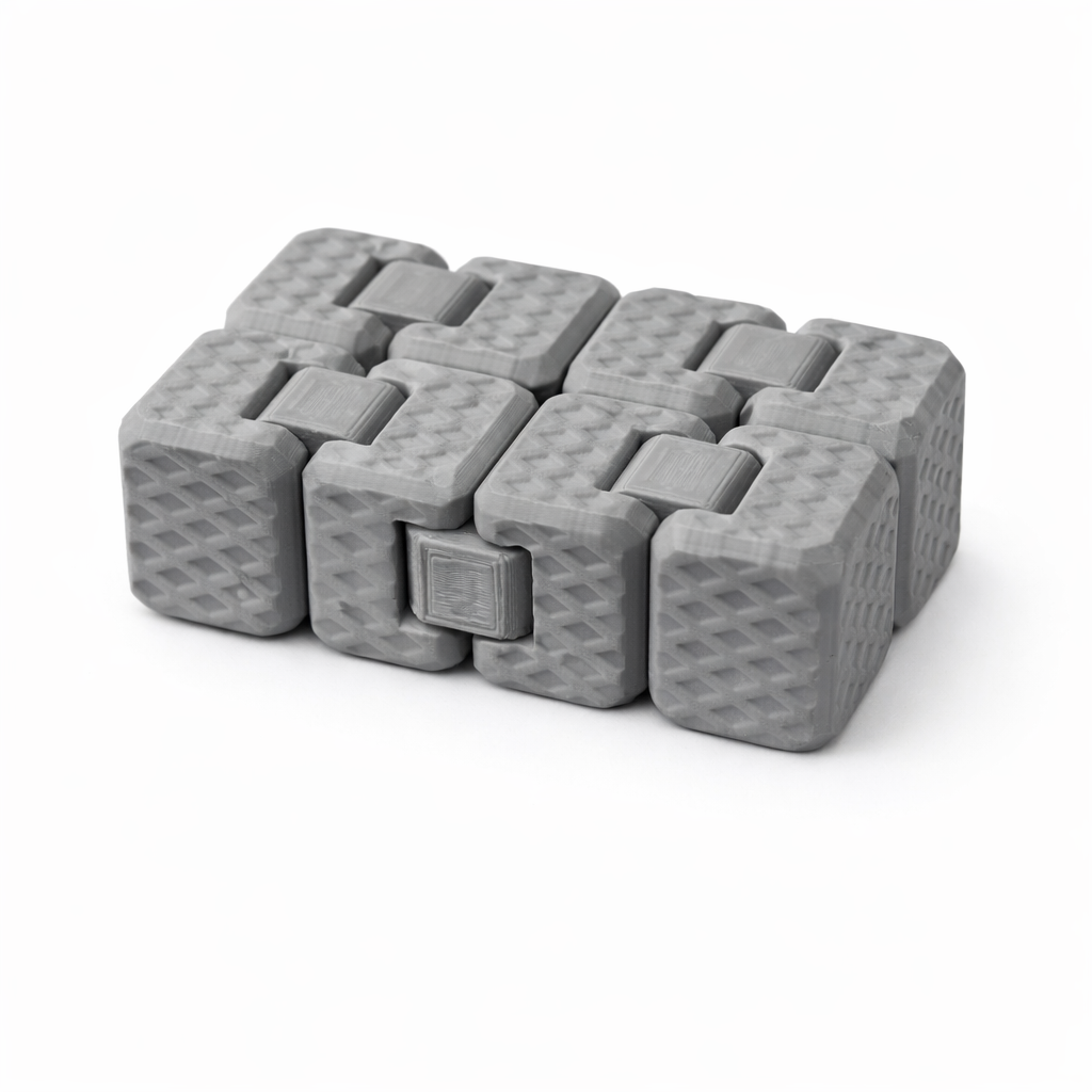 3D Printed Infinity Cube Fidget Toy – Flat Lay Product – LAYER 3D

