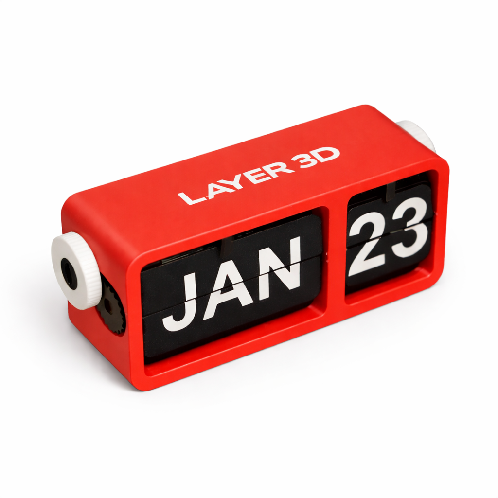 3D Printed Perpetual Flip Calendar – Front View – LAYER 3D