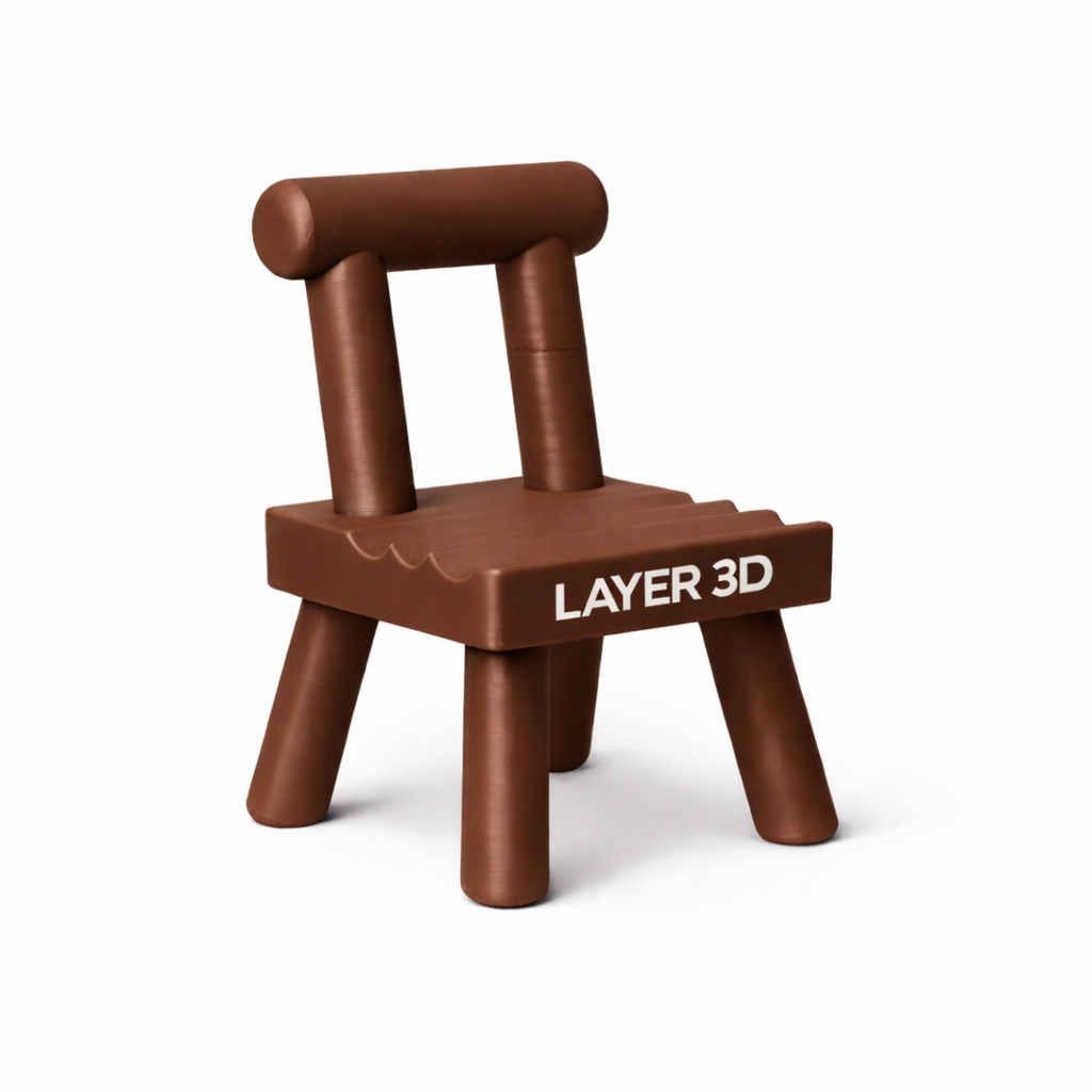 Mini Chair Phone Stand 3D Printed – Angled Product Shot – LAYER 3D
