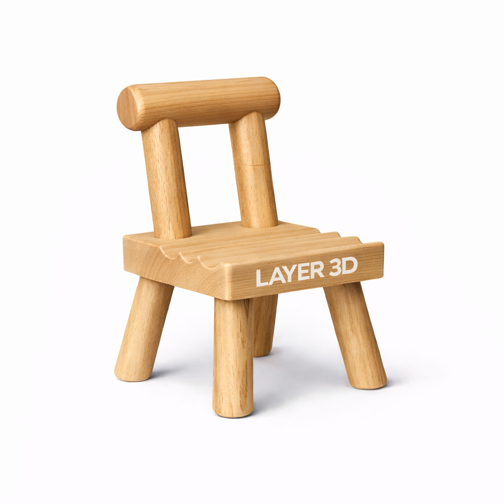Mini Chair Phone Stand 3D Printed – Scale Reference Shot – LAYER 3D
