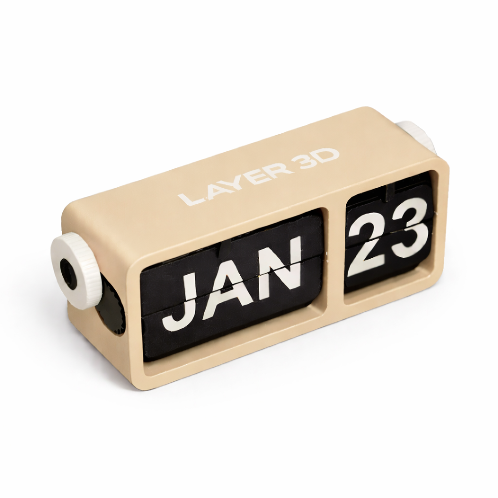 3D Printed Perpetual Flip Calendar – Assembled View – LAYER 3D