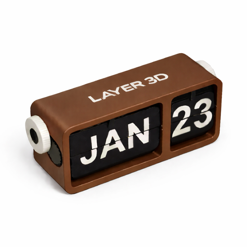 3D Printed Perpetual Flip Calendar – Rear View – LAYER 3D