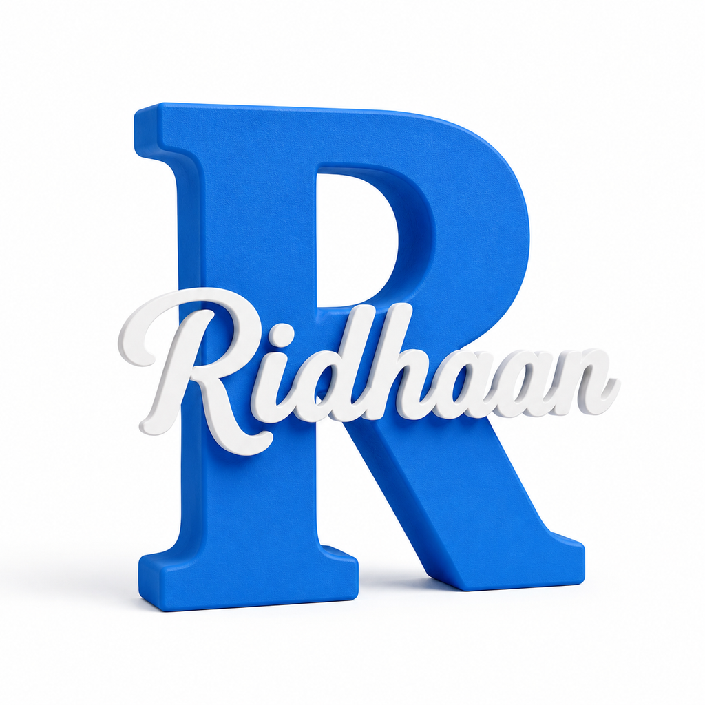 3D printed name letter blue 