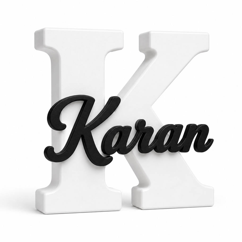 3D printed name letter white