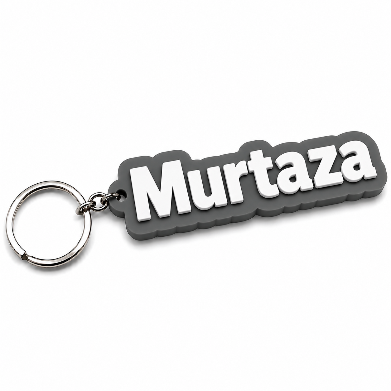 Custom 3D printed name keychain grey