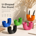 U-Shaped Fluted Pen Stand 3D Printed – Desk Lifestyle Setup – LAYER 3D creative

