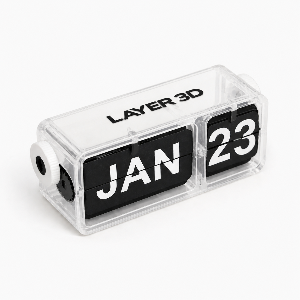 3D Printed Perpetual Flip Calendar – translucent – LAYER 3D